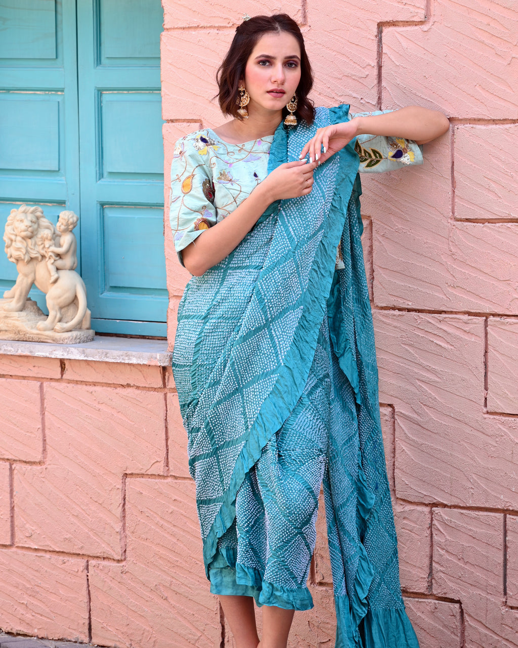 BLUE DIAMOND BANDHANI SILK SAREE