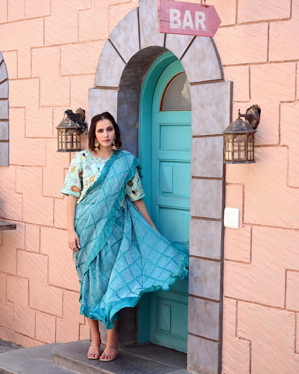 BLUE DIAMOND BANDHANI SILK SAREE