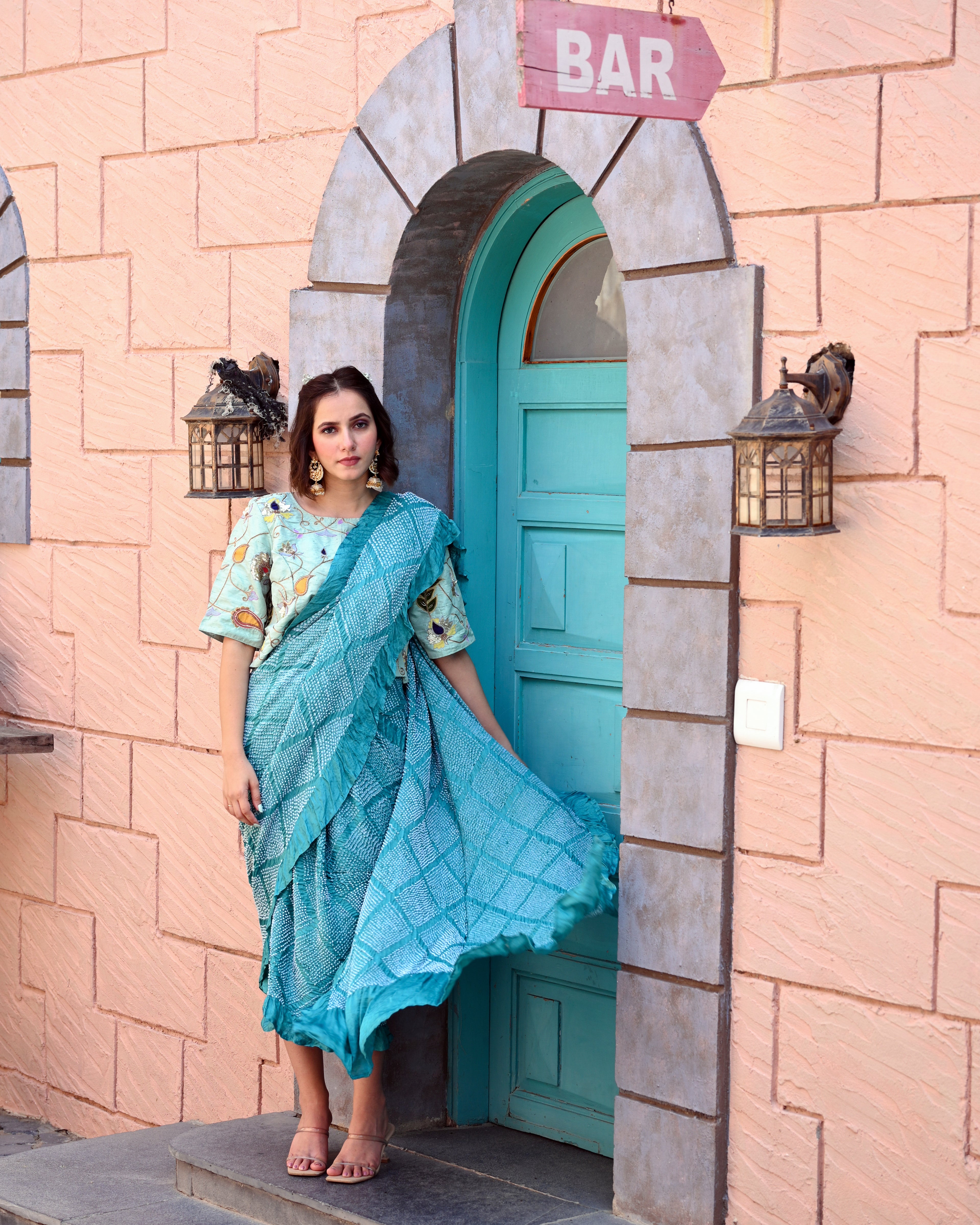 BLUE DIAMOND BANDHANI SILK SAREE