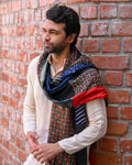BLACK RED BAARADOZI PATCHWORK REVERSIBLE SILK STOLE