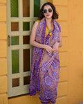 PURPLE SUNFLOWER BANDHANI SILK SAREE