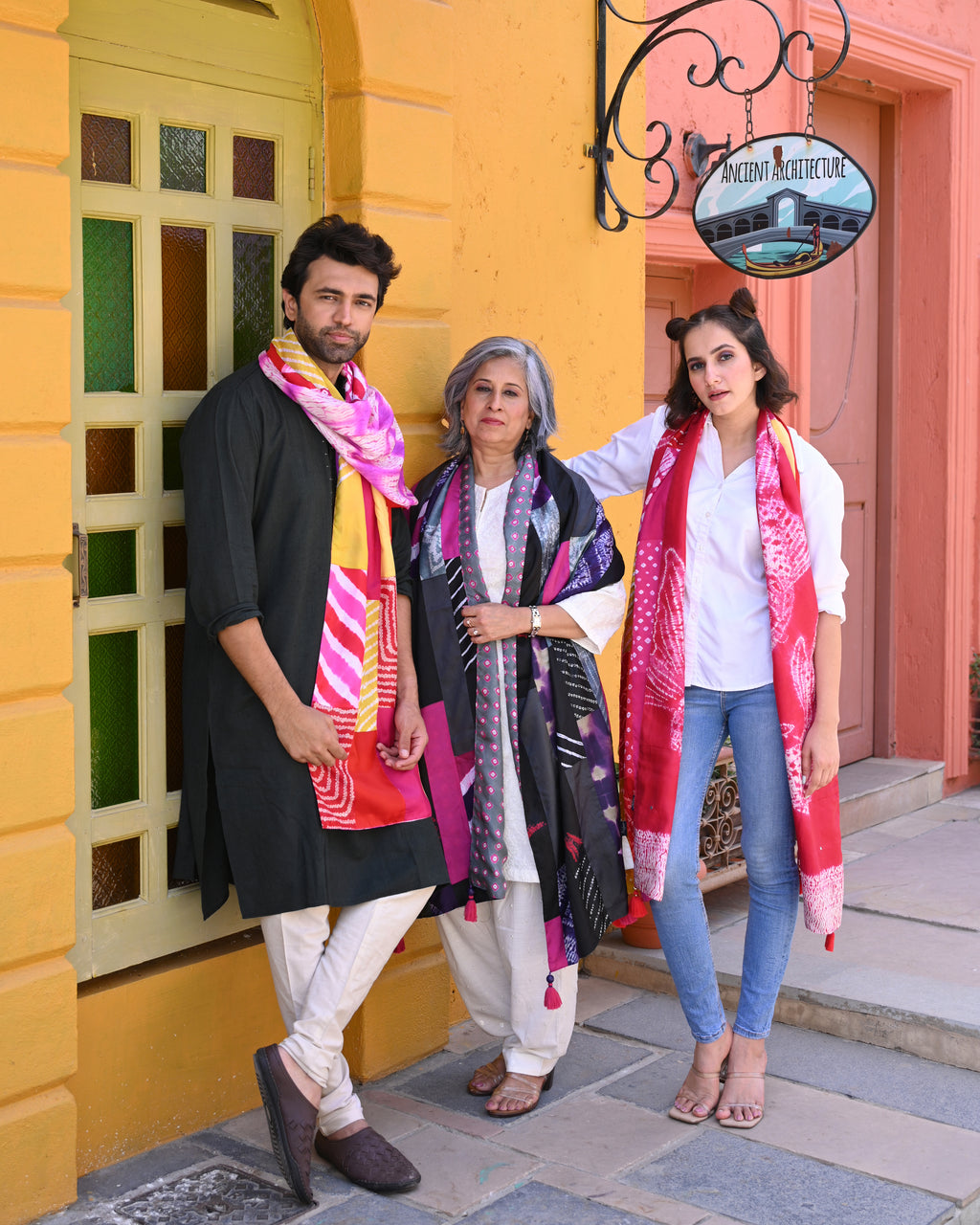 PINK BAARADOZI PATCHWORK REVERSIBLE SILK STOLE PINK