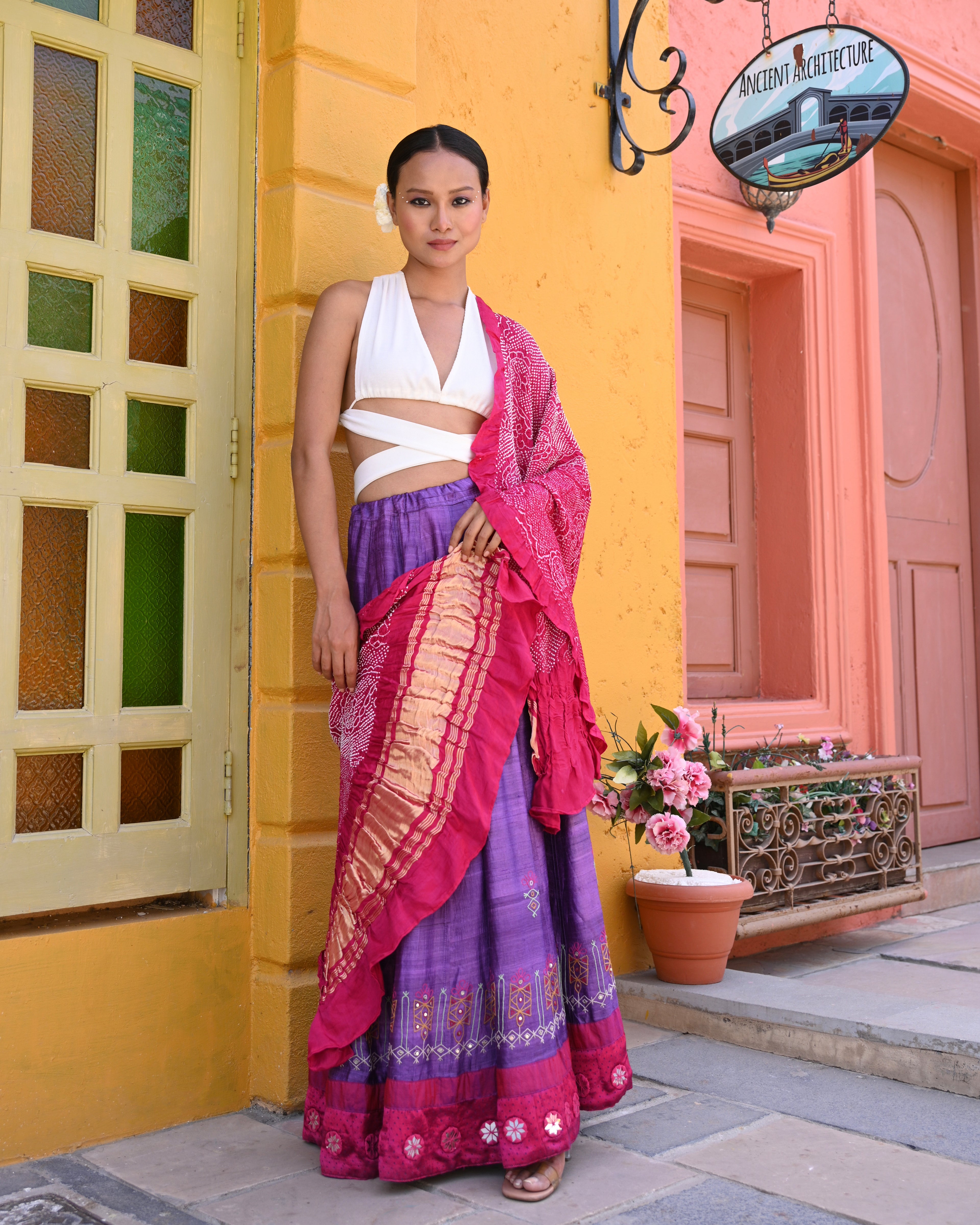 PINK PAISLEY BANDHANI SILK DUPATTA