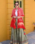 RED PAISLEY BANDHANI SILK DUPATTA