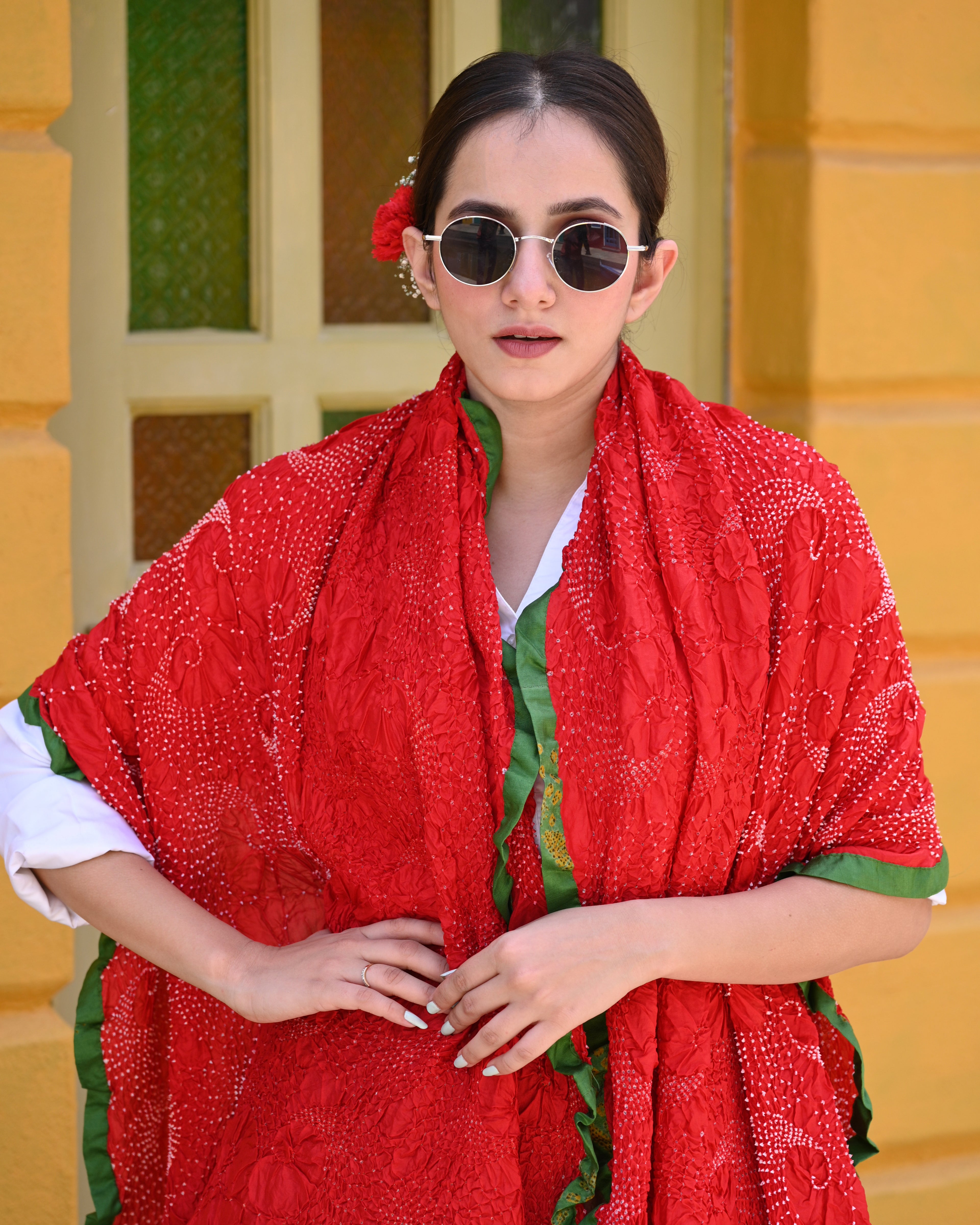 PAISLEY BANDHANI SILK DUPATTA RED