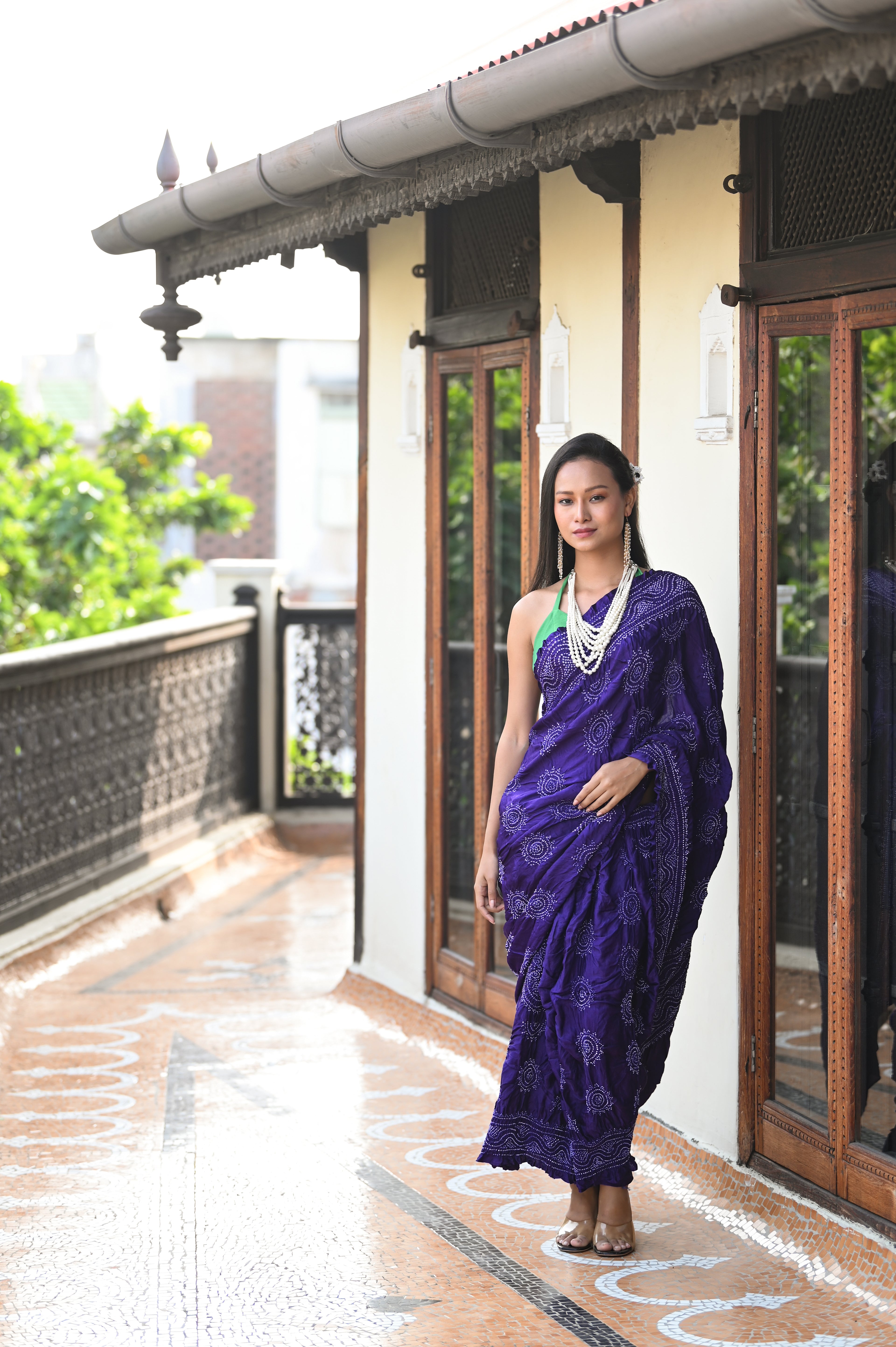 PURPLE CLASSIC TRADITIONAL LADDU BANDHANI SILK SAREE