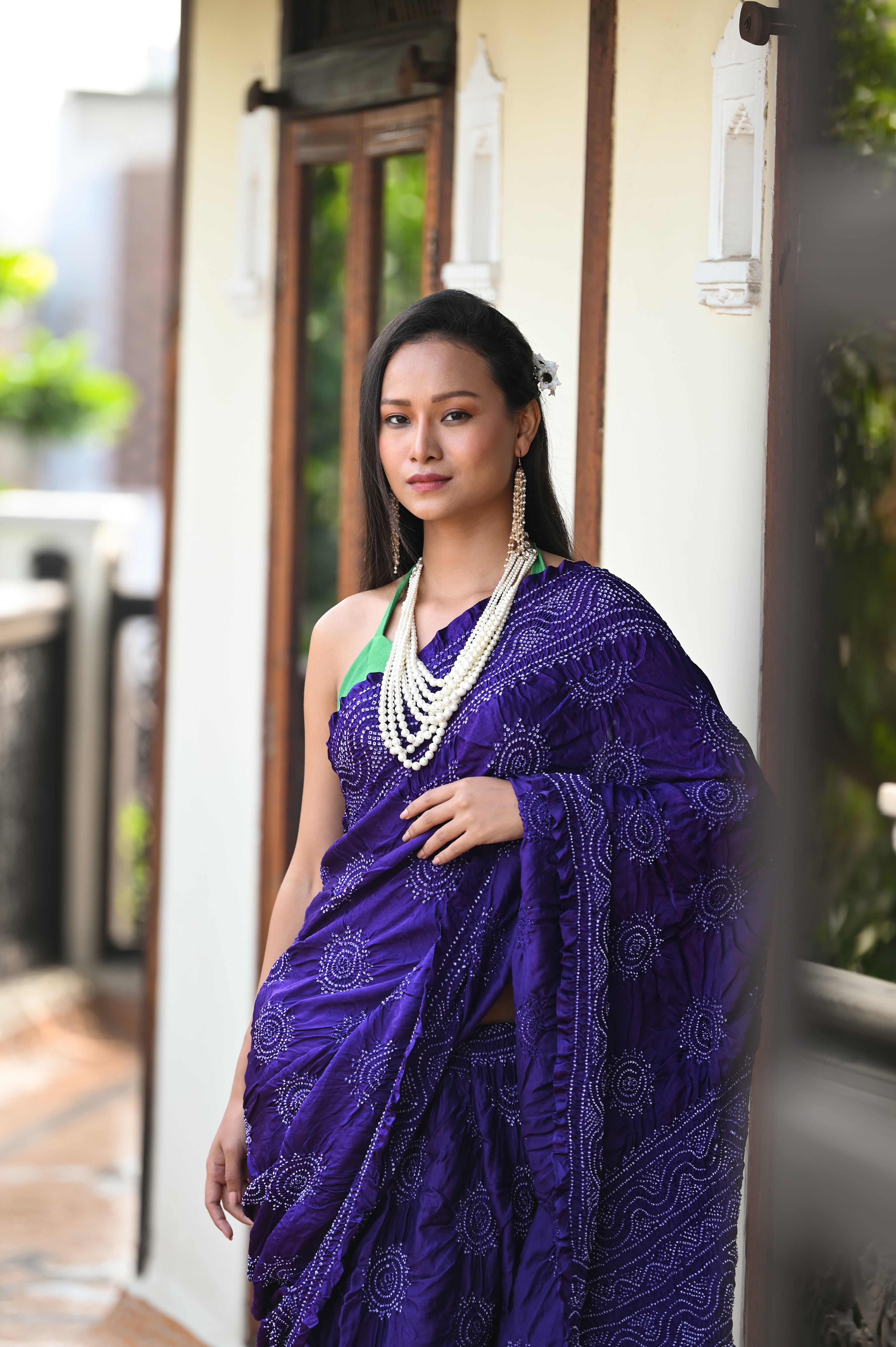 PURPLE CLASSIC TRADITIONAL LADDU BANDHANI SILK SAREE