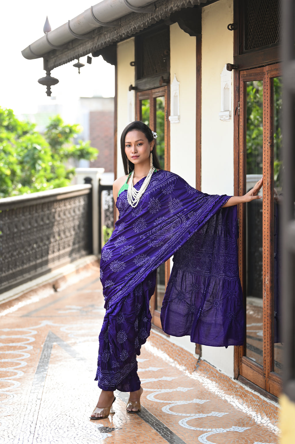 PURPLE CLASSIC TRADITIONAL LADDU BANDHANI SILK SAREE