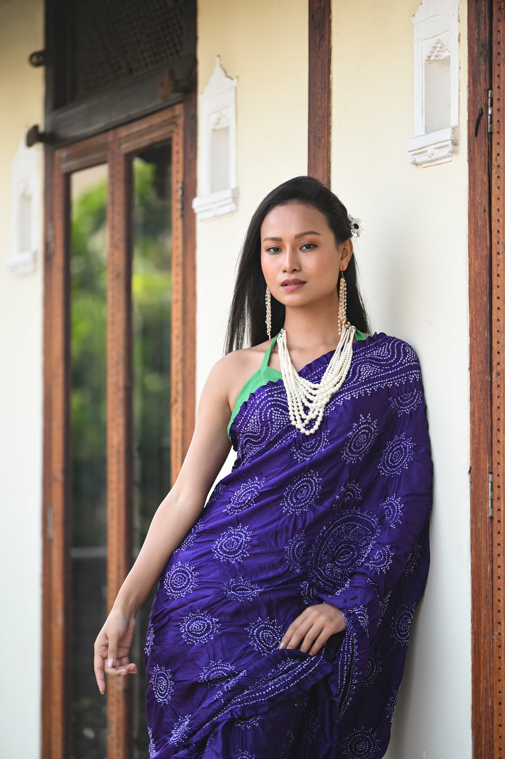 PURPLE CLASSIC TRADITIONAL LADDU BANDHANI SILK SAREE