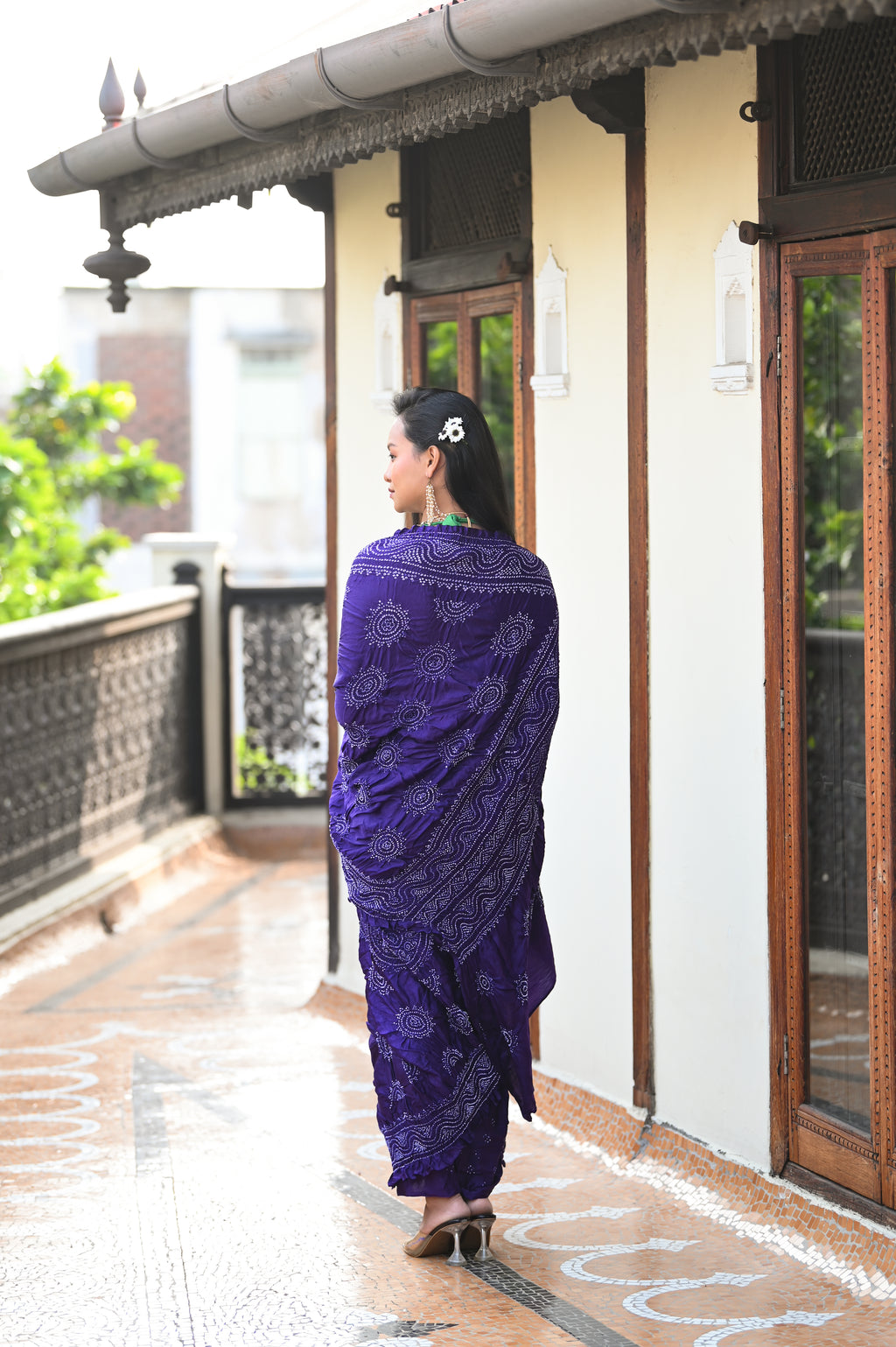 PURPLE CLASSIC TRADITIONAL LADDU BANDHANI SILK SAREE