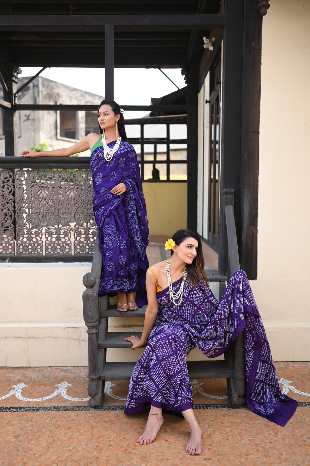 PURPLE CLASSIC TRADITIONAL LADDU BANDHANI SILK SAREE