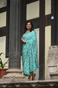 LIGHT BLUE DIAMOND GEOMETRIC BANDHANI SILK SAREE