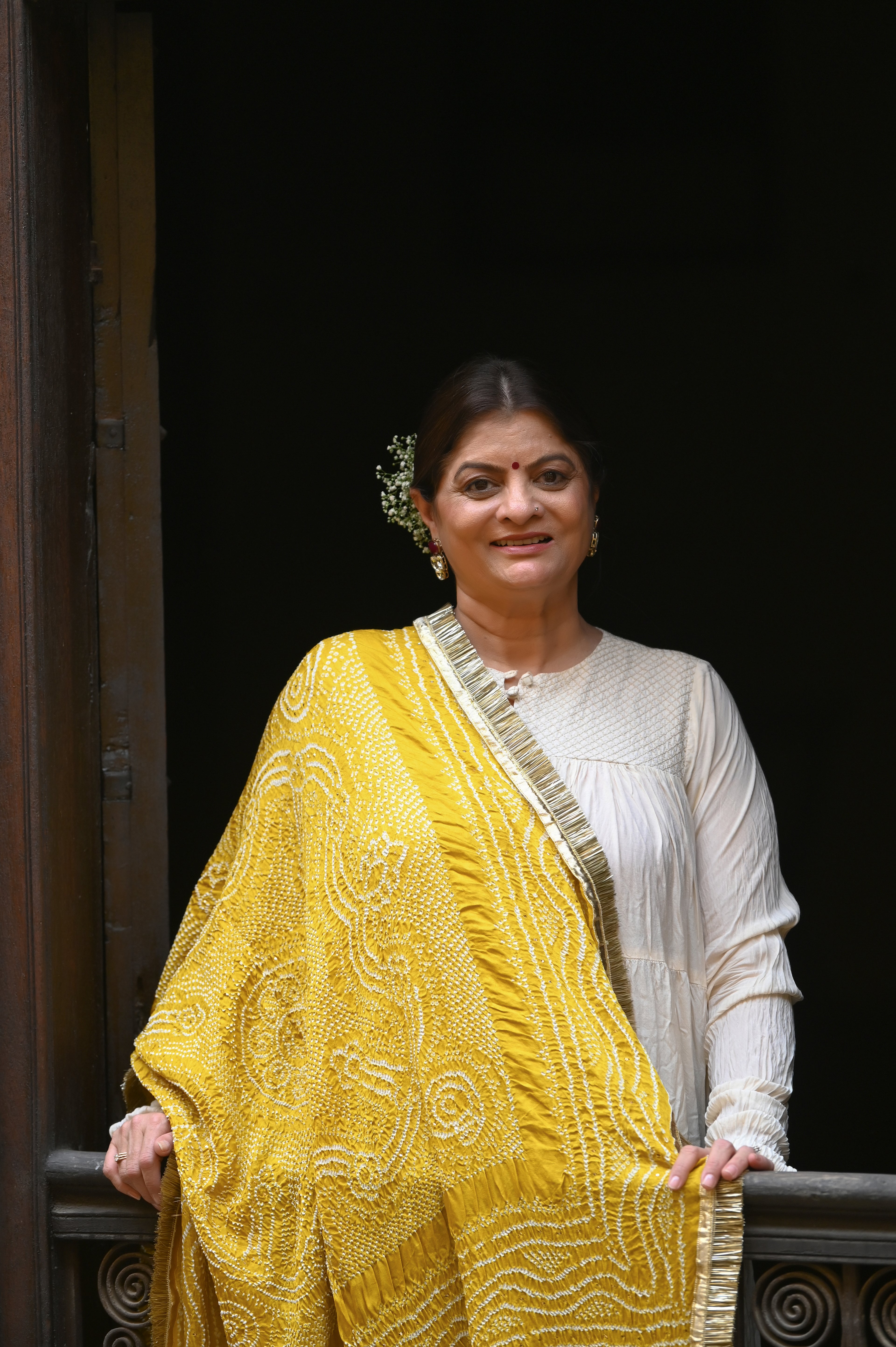 YELLOW CLASSIC TRADITIONAL BANDHANI SILK DUPATTA WITH LAMPI AND KIRAN BORDER