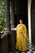 YELLOW CLASSIC TRADITIONAL BANDHANI SILK DUPATTA WITH LAMPI AND KIRAN BORDER