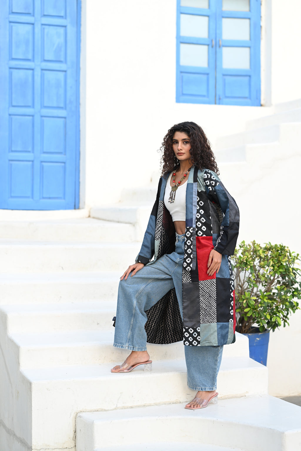 GREY-BLACK PATCHWORK REVERSIBLE SILK SAREE