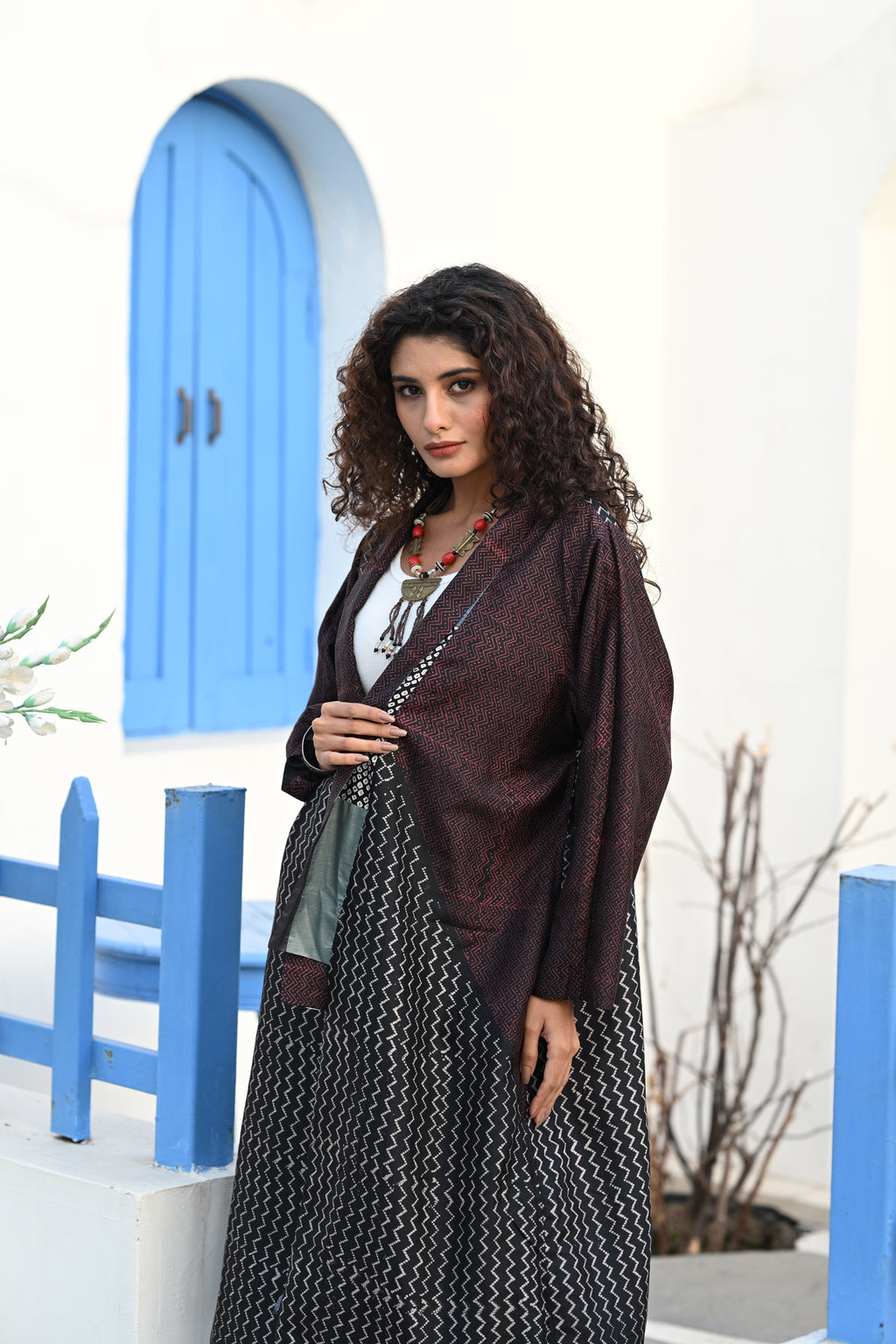 GREY-BLACK PATCHWORK REVERSIBLE SILK SAREE