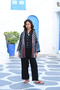 BLACK - GREY PATCHWORK REVERSIBLE SILK JACKET