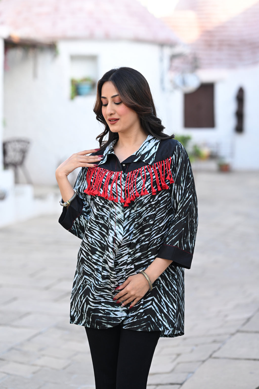 BLACK SILK SHIBORI SHIRT