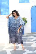 INDIGO BLUE EMBROIDERED SILK KAFTAN