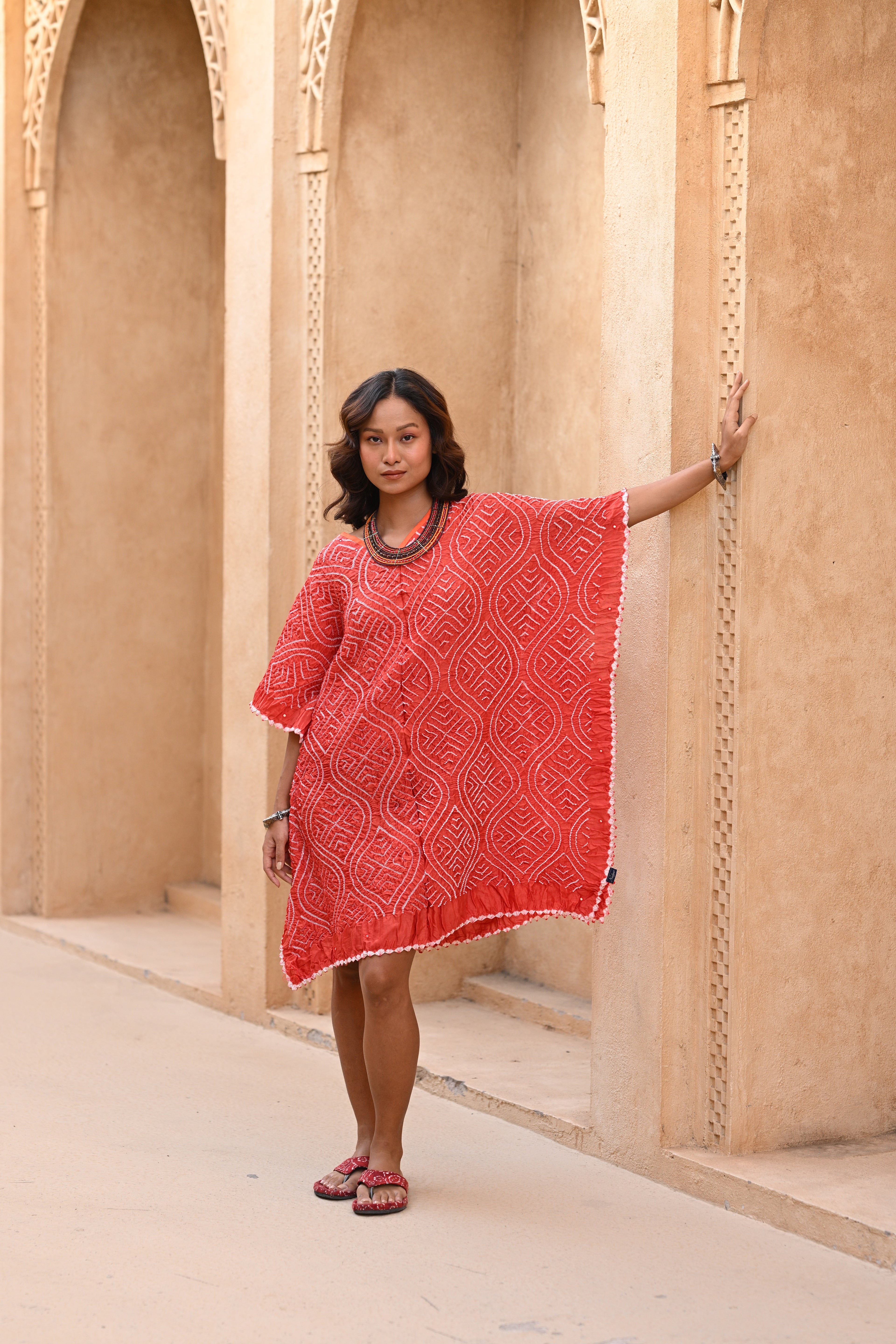 ORANGE CHANDERI COTTON BANDHANI KADTAN