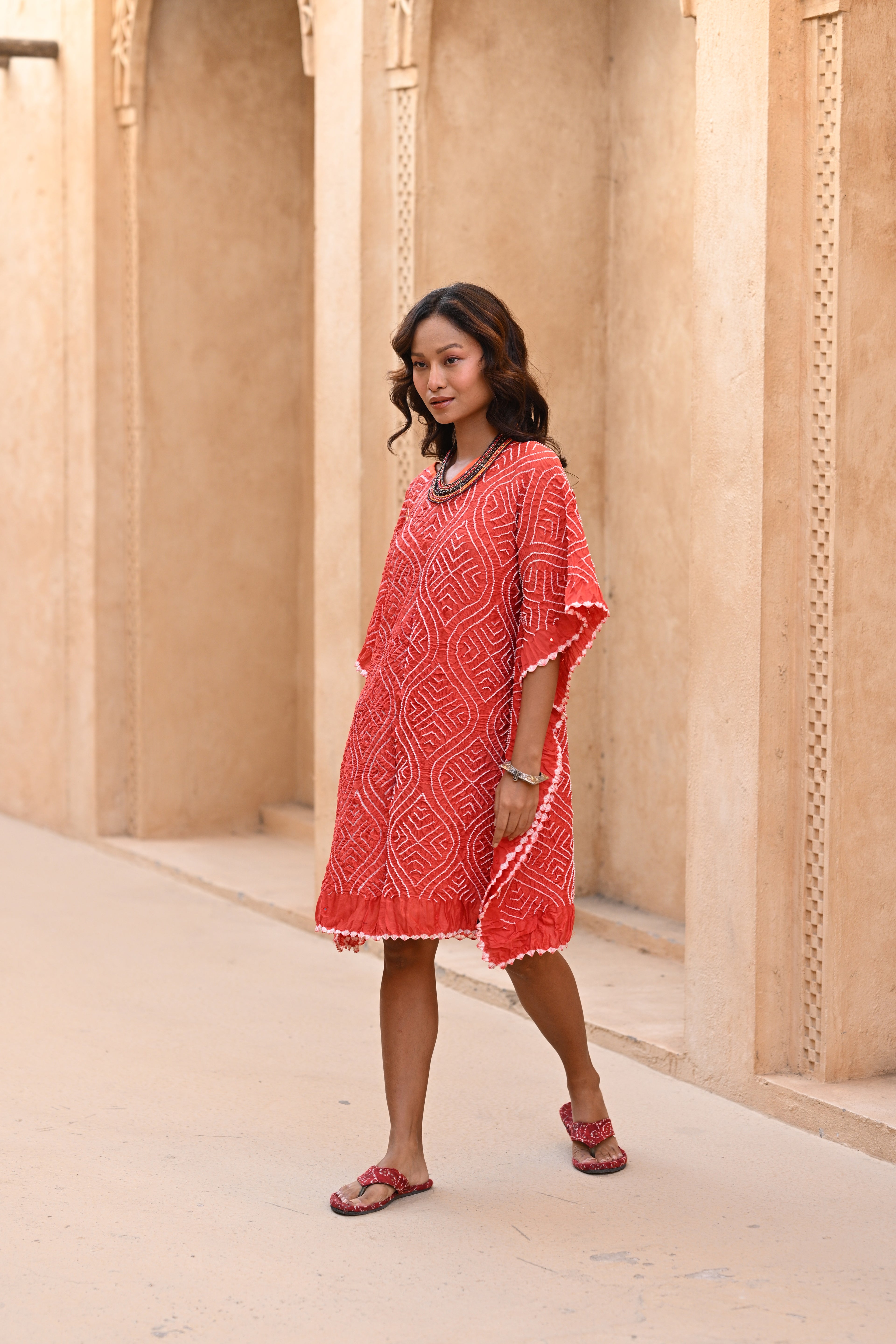 ORANGE CHANDERI COTTON BANDHANI KADTAN