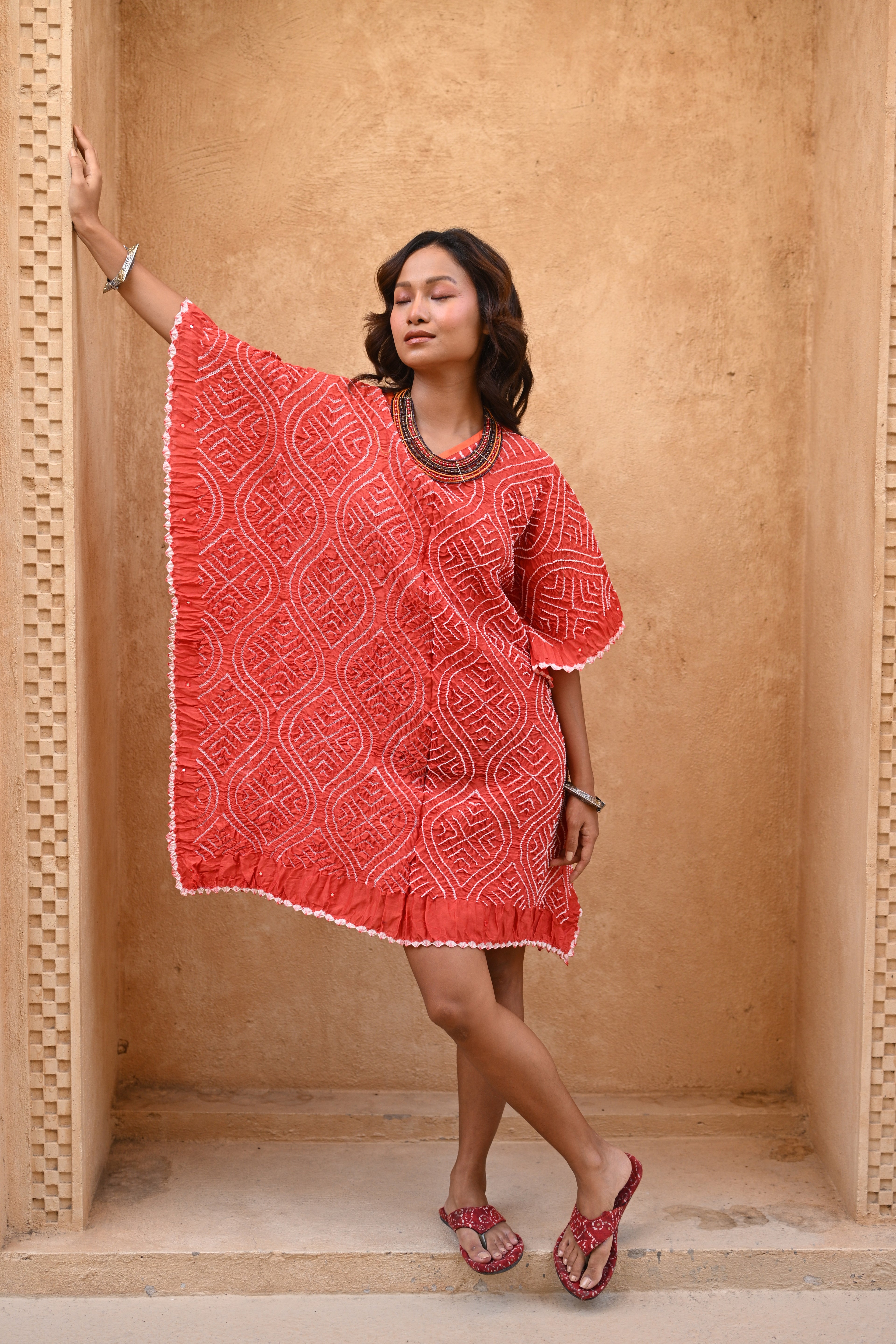 ORANGE CHANDERI COTTON BANDHANI KADTAN
