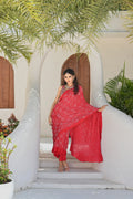 RED SQUARE SILK BANDHANI SAREE