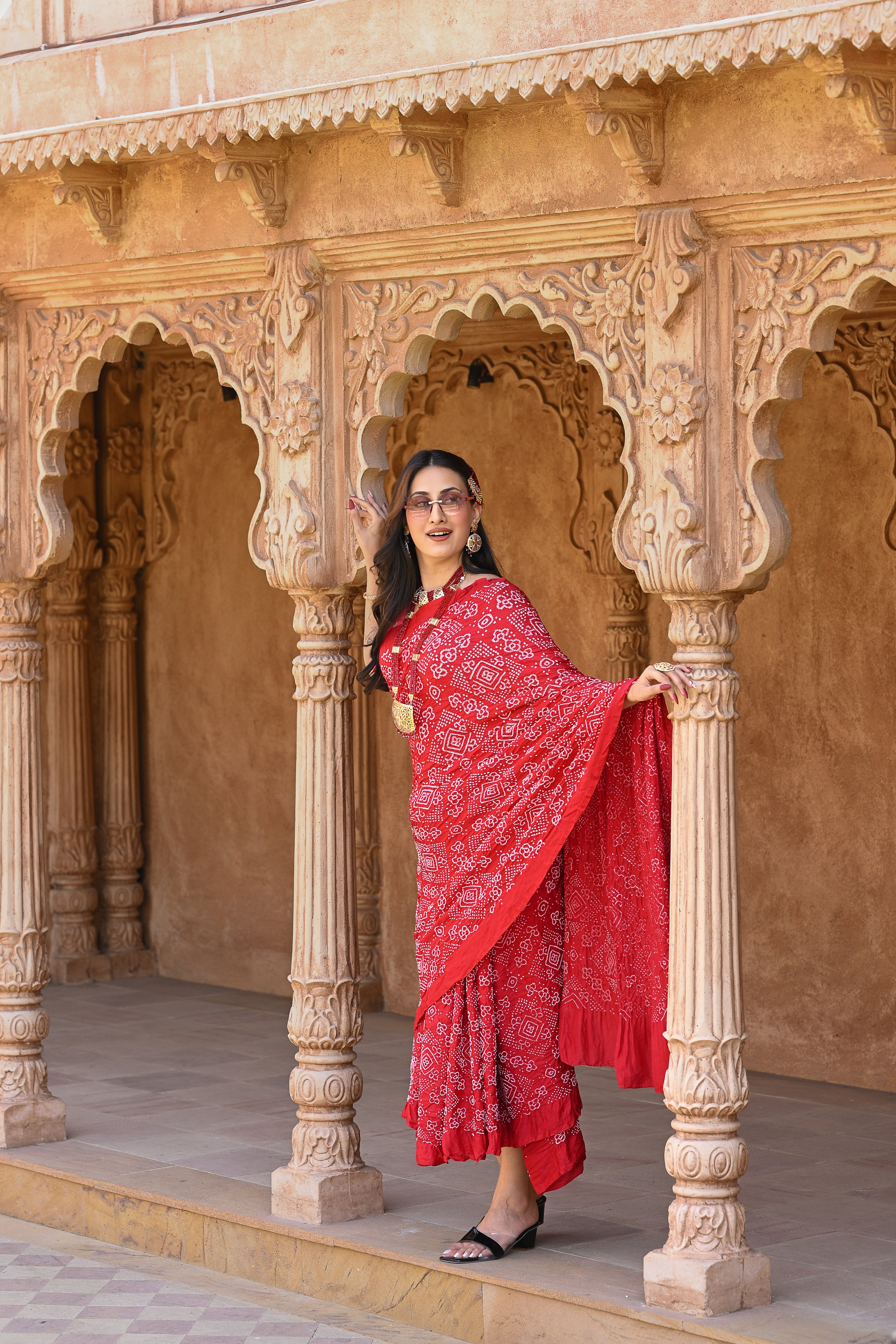 RED CLASSIC TRADITIONAL SILK BANDHANI SAREE