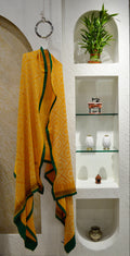 YELLOW DIAMOND SILK BANDHANI EMBROIDERED DUPATTA WITH SILK BORDER