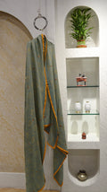LIGHT GREEN SQUARE SILK BANDHANI DUPATTA WITH MAARODI WORK