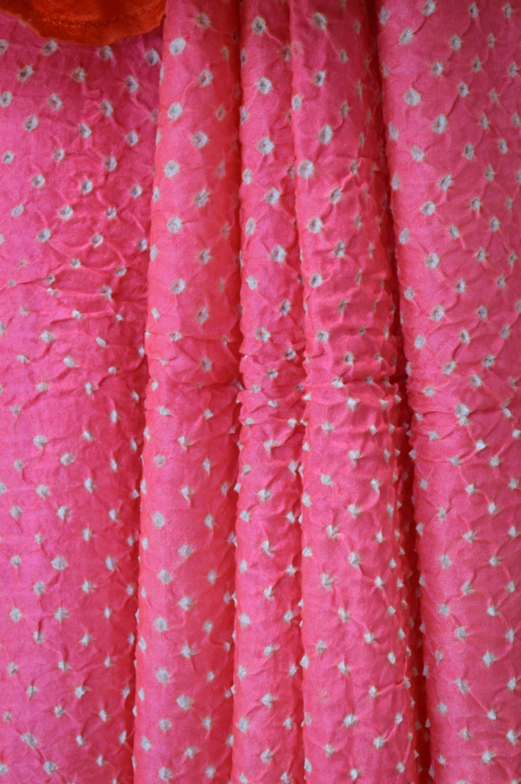 PINK-ORANGE ETERNAL DOT PAISLEY SILK BANDHANI SAREE
