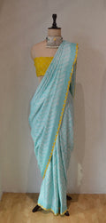 LIGHT BLUE O3 CHEVRON SILK BANDHANI SAREE