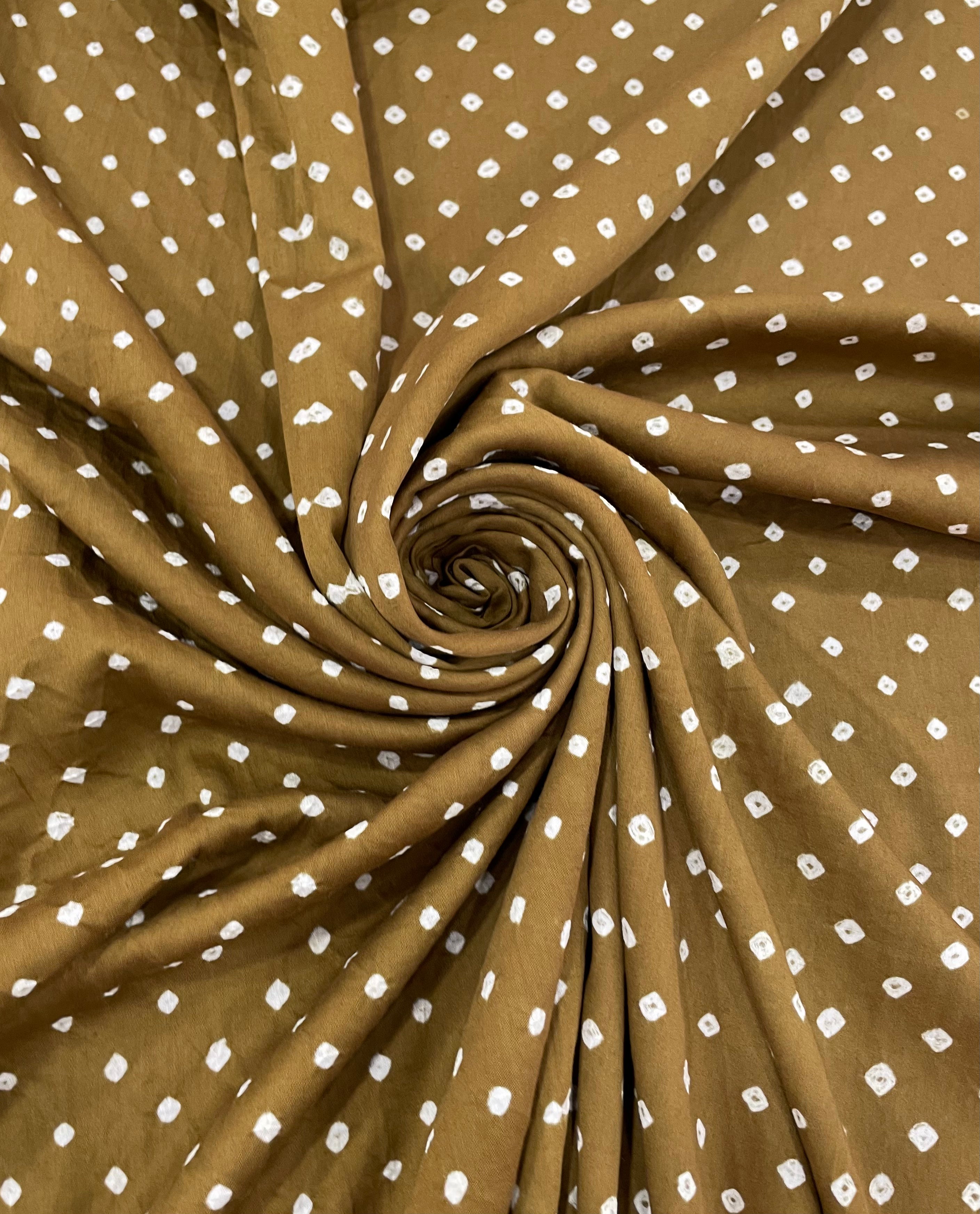BROWN ALLOVER DOT COTTON BANDHANI FABRIC