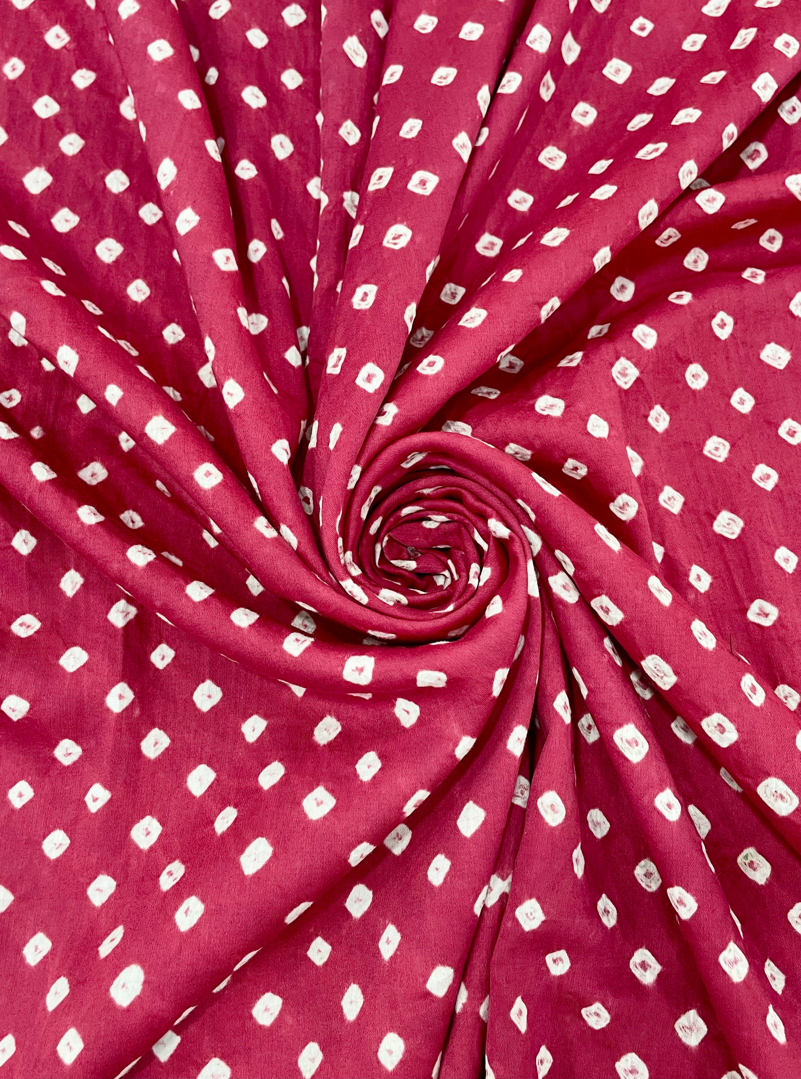 MAGENTA OVERALL DOT COTTON BANDHANI FABRIC