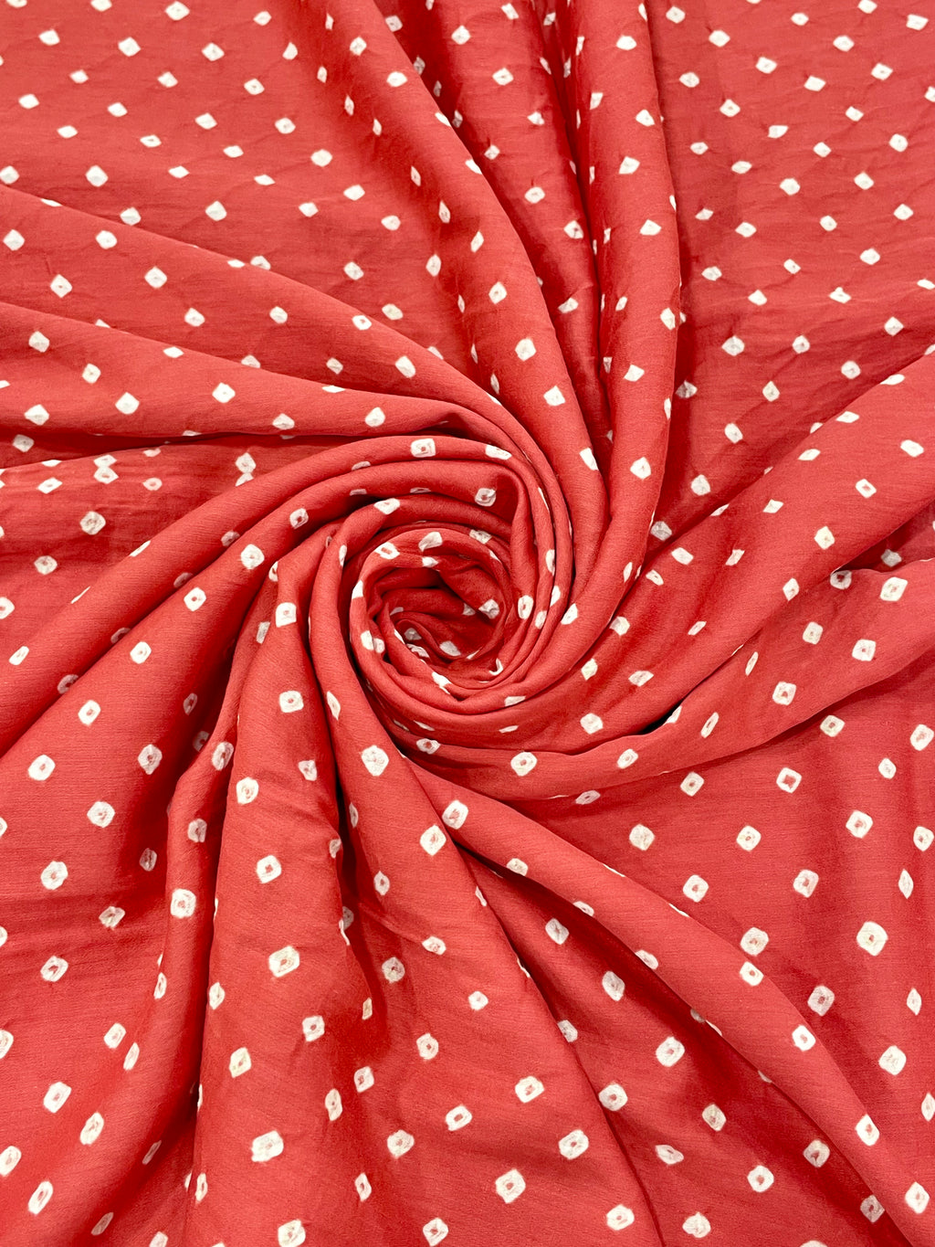 PEACH OVERALL DOT COTTON BANDHANI FABRIC