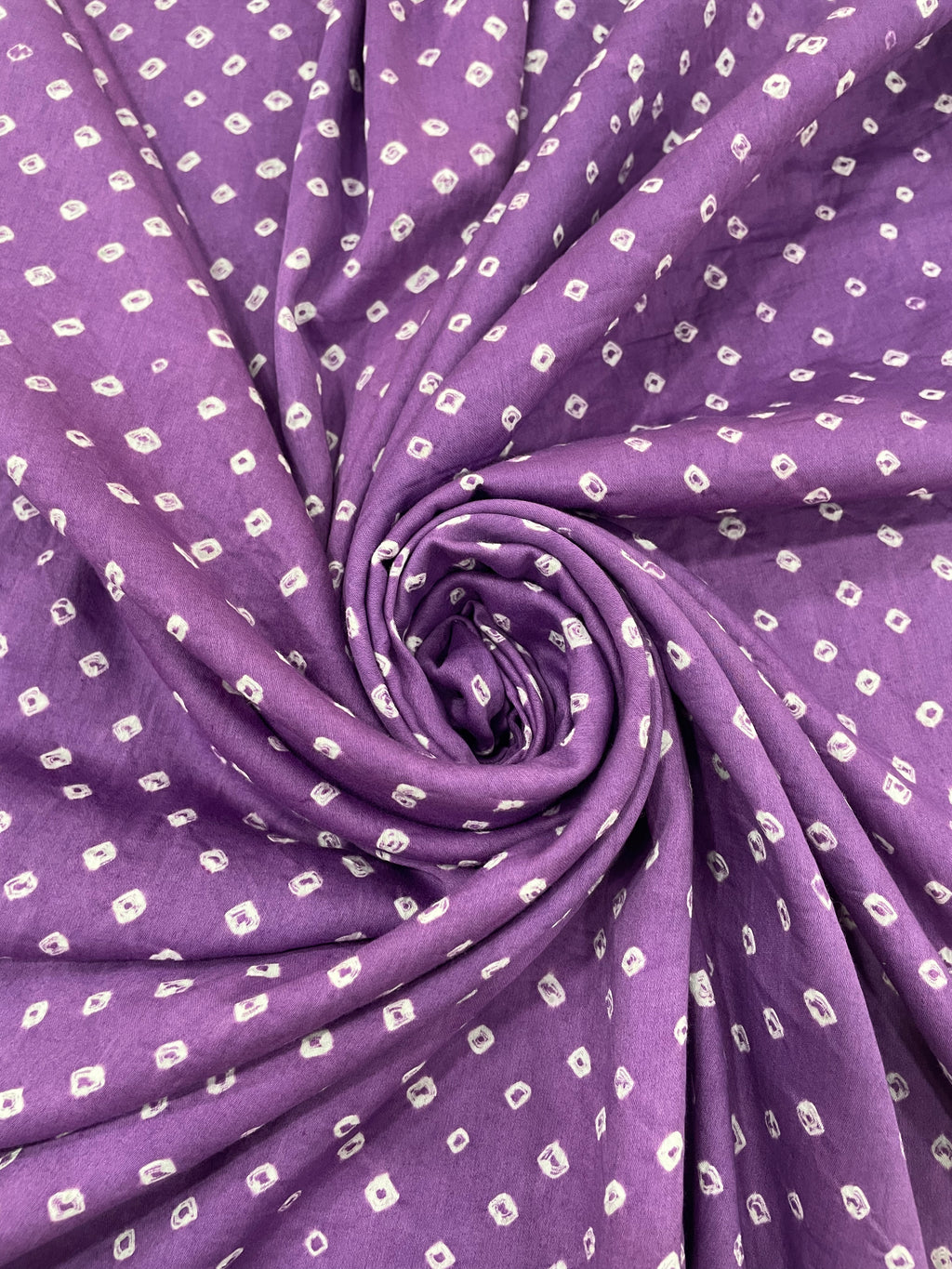 PURPLE OVERALL BORDER DOT COTTON BANDHANI FABRIC