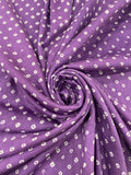PURPLE OVERALL BORDER DOT COTTON BANDHANI FABRIC