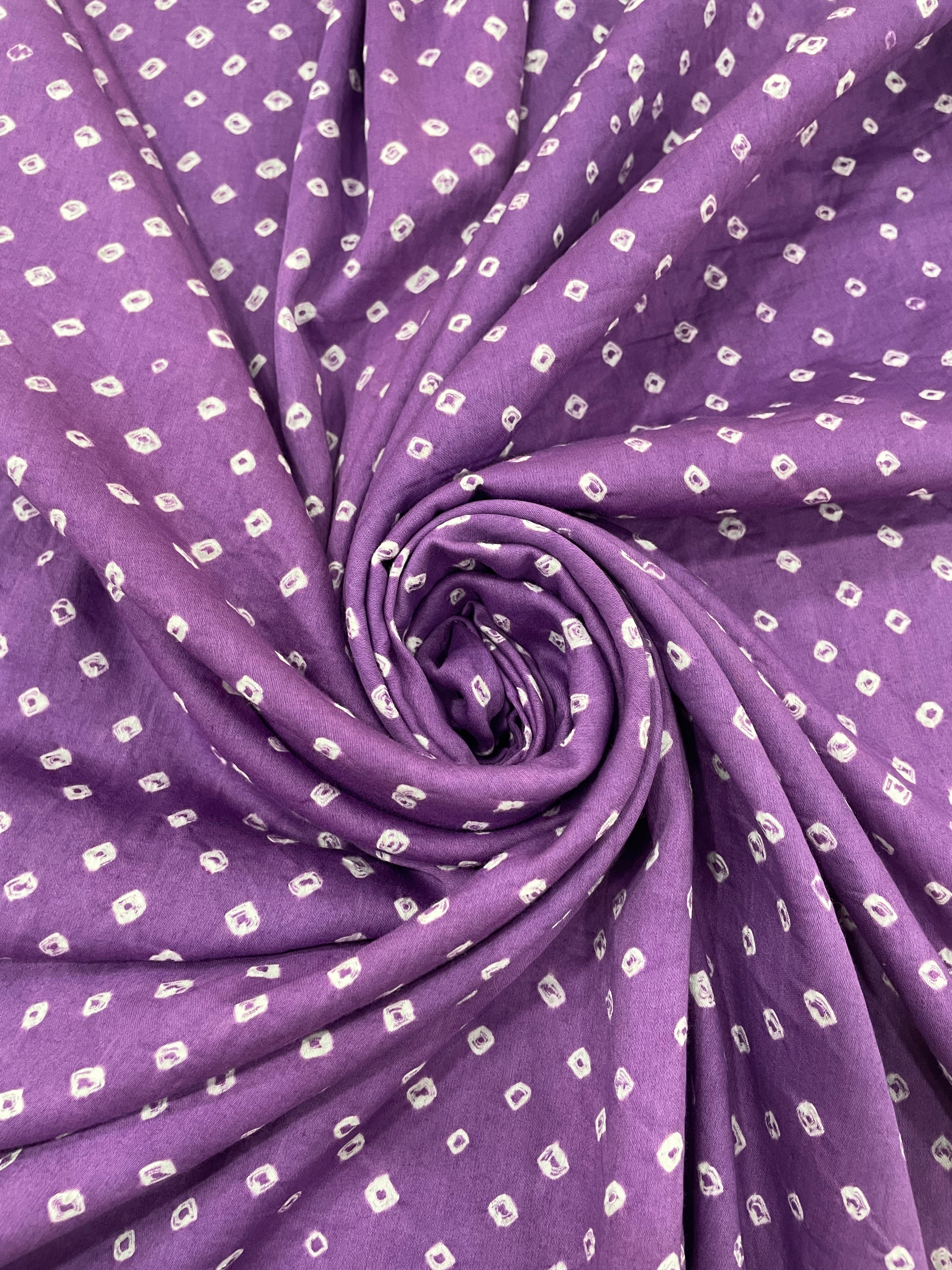 PURPLE OVERALL BORDER DOT COTTON BANDHANI FABRIC