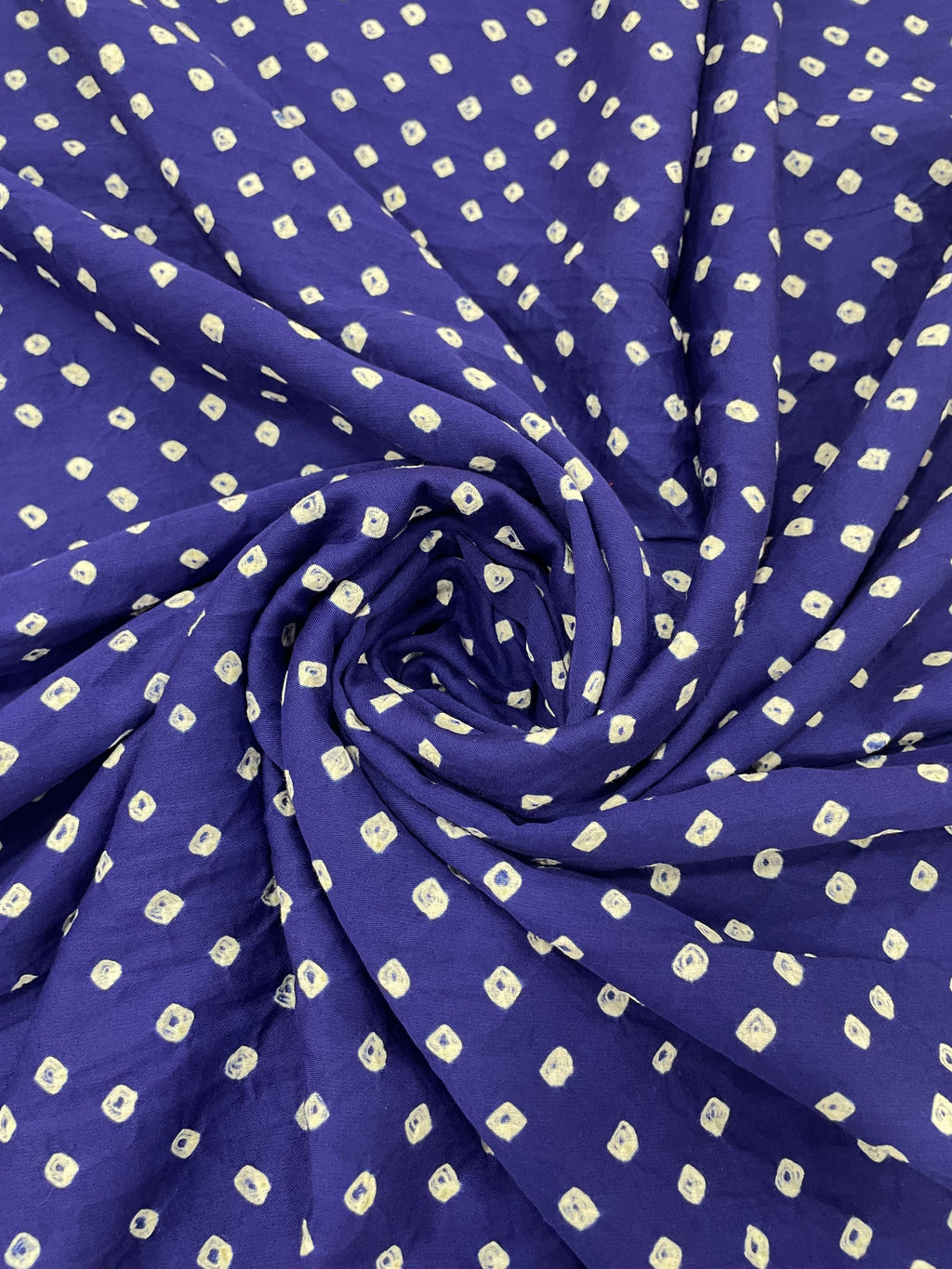 NAVY BLUE OVERALL DOT COTTON BANDHANI FABRIC-4m