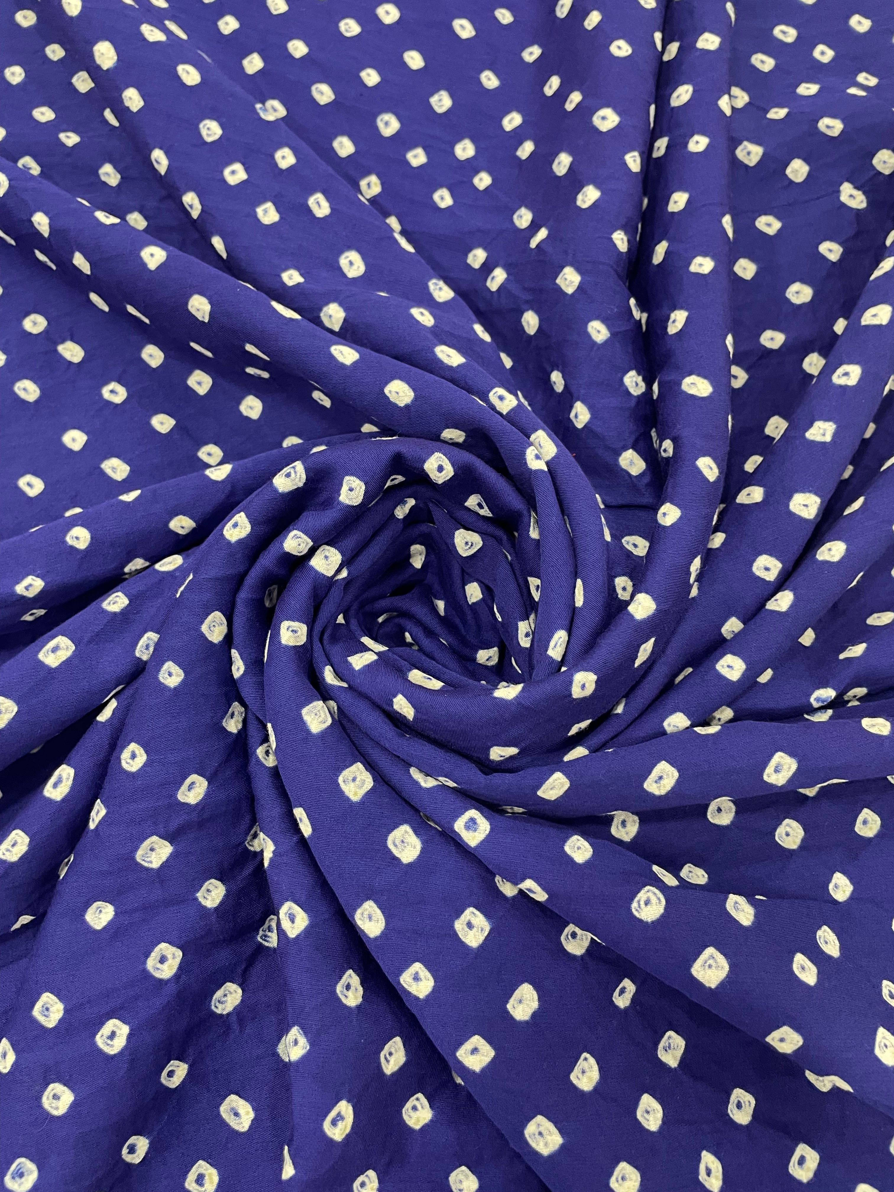 NAVY BLUE OVERALL DOT COTTON BANDHANI FABRIC-4m
