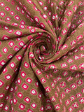 BROWN DOUBLE DOT BANDHANI SILK FABRIC