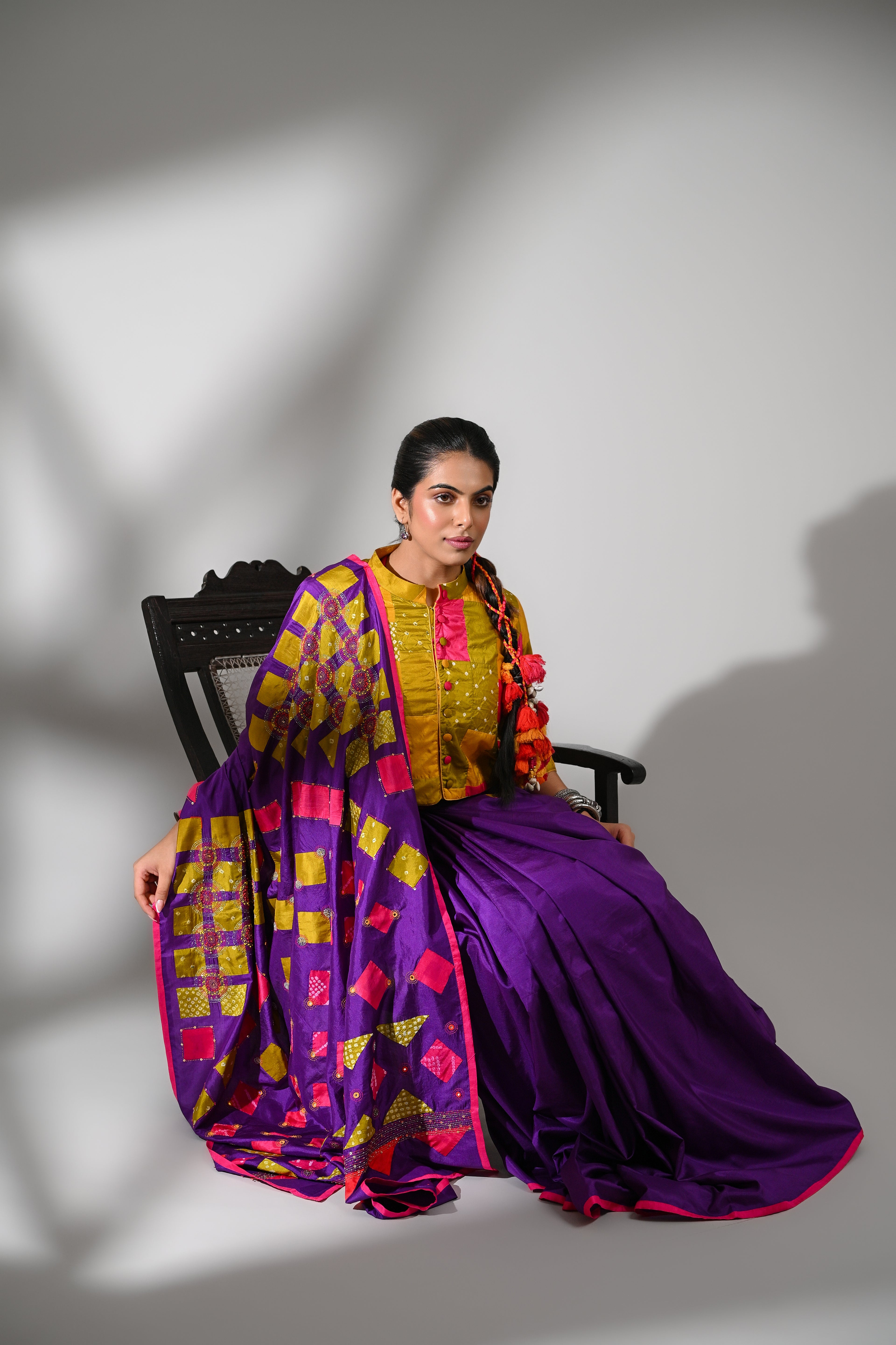PURPLE WABI - SABI REVERSIBLE EMBROIDERED SAREE