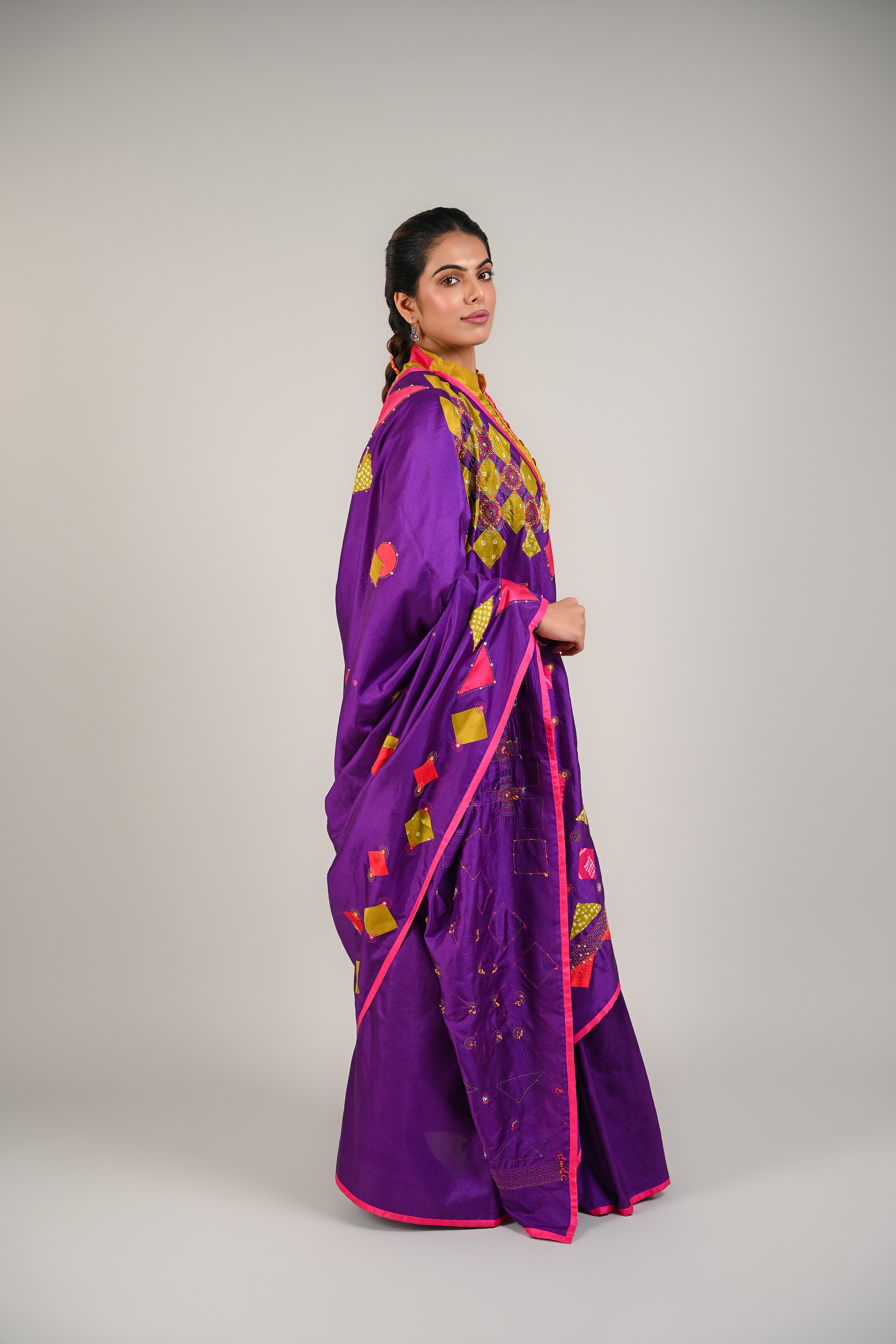 PURPLE WABI - SABI REVERSIBLE EMBROIDERED SAREE