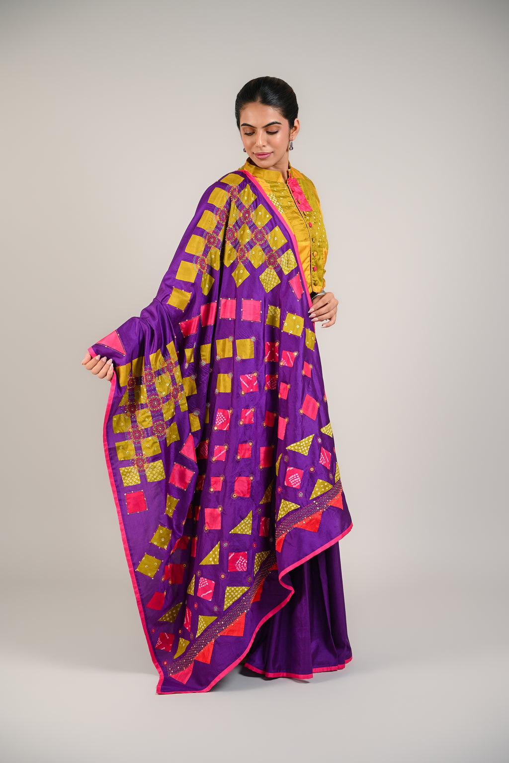 PURPLE WABI - SABI REVERSIBLE EMBROIDERED SAREE