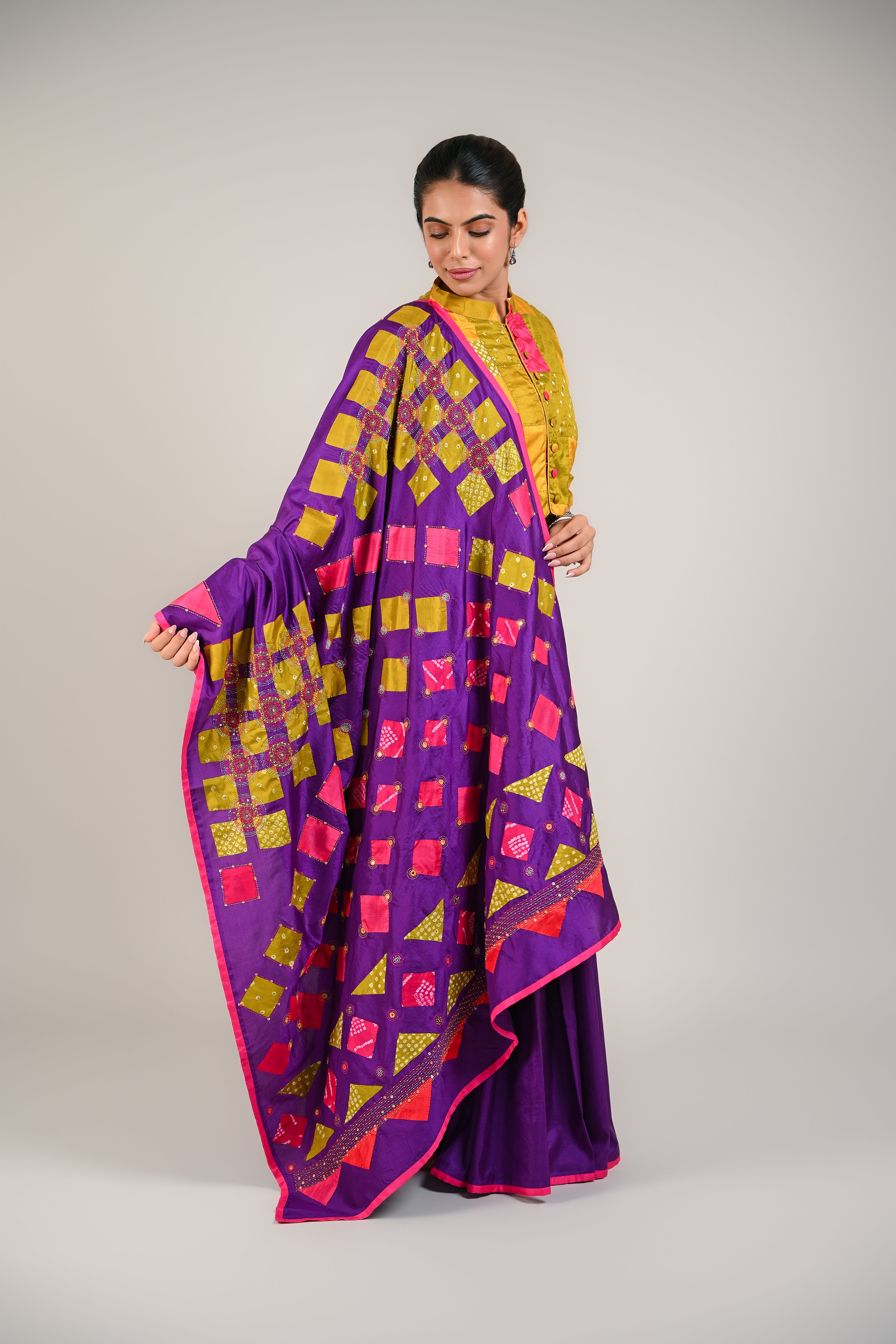 PURPLE WABI - SABI REVERSIBLE EMBROIDERED SAREE