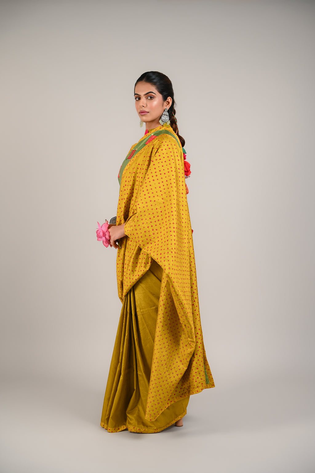 LIGHT GREEN - YELLOW WABI - SABI REVERSIBLE EMBROIDERED SAREE