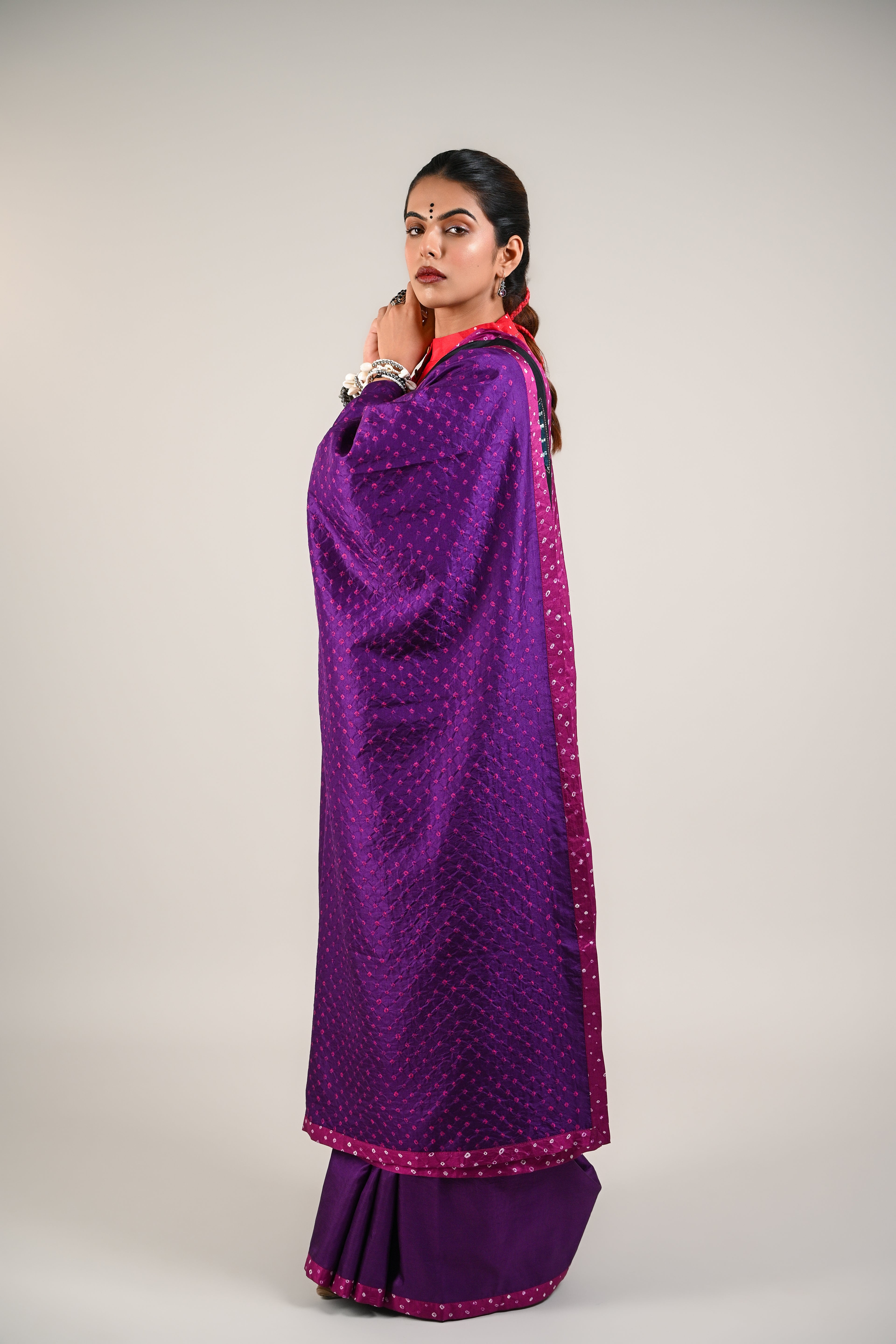 PURPLE - BLACK WABI - SABI REVERSIBLE EMBROIDERED SAREE