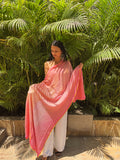 PEACH ETERNAL DOTS BANDHANI SILK DUPATTA