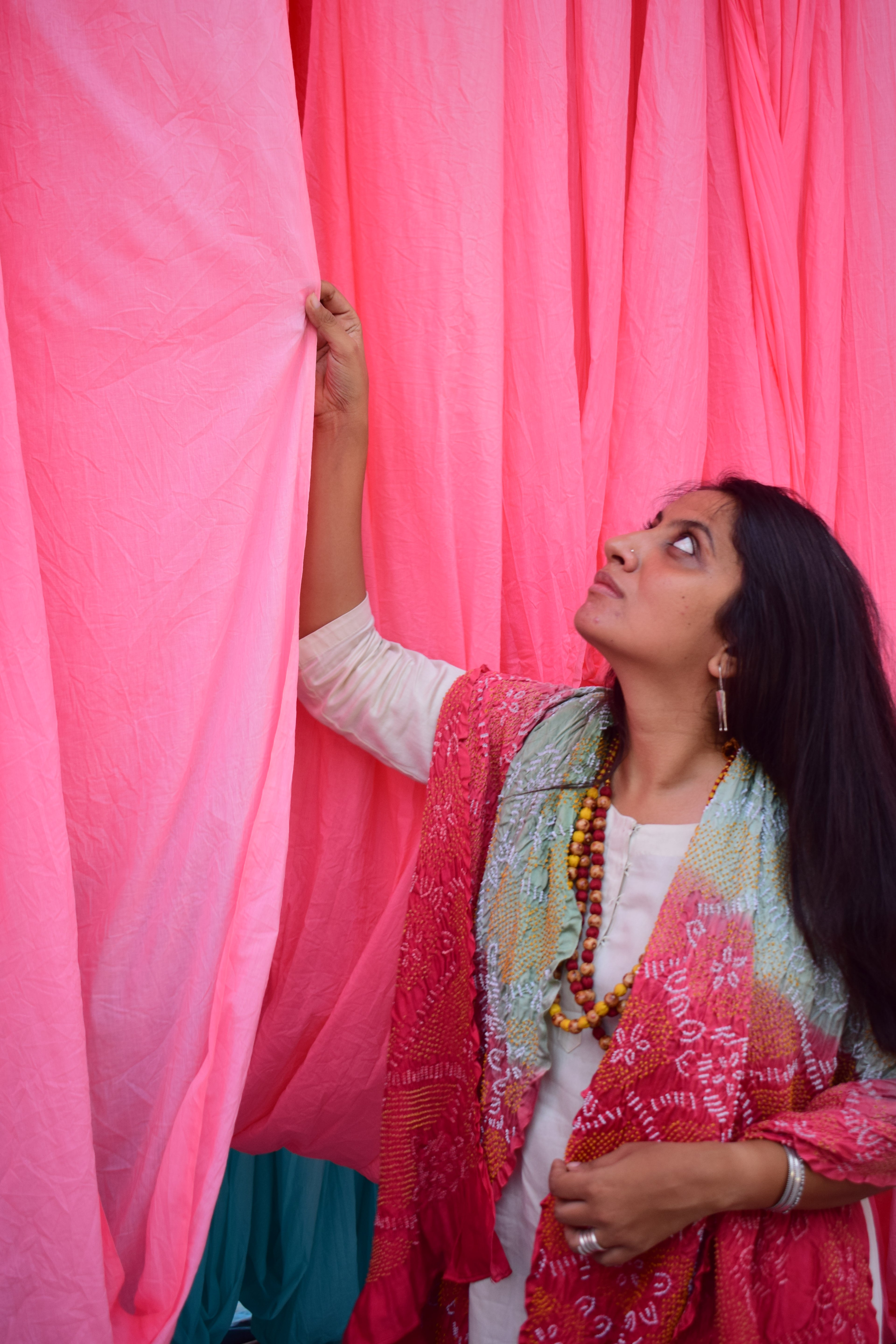 GREY-PINK JAPANESE BANDHANI SILK DUPATTA