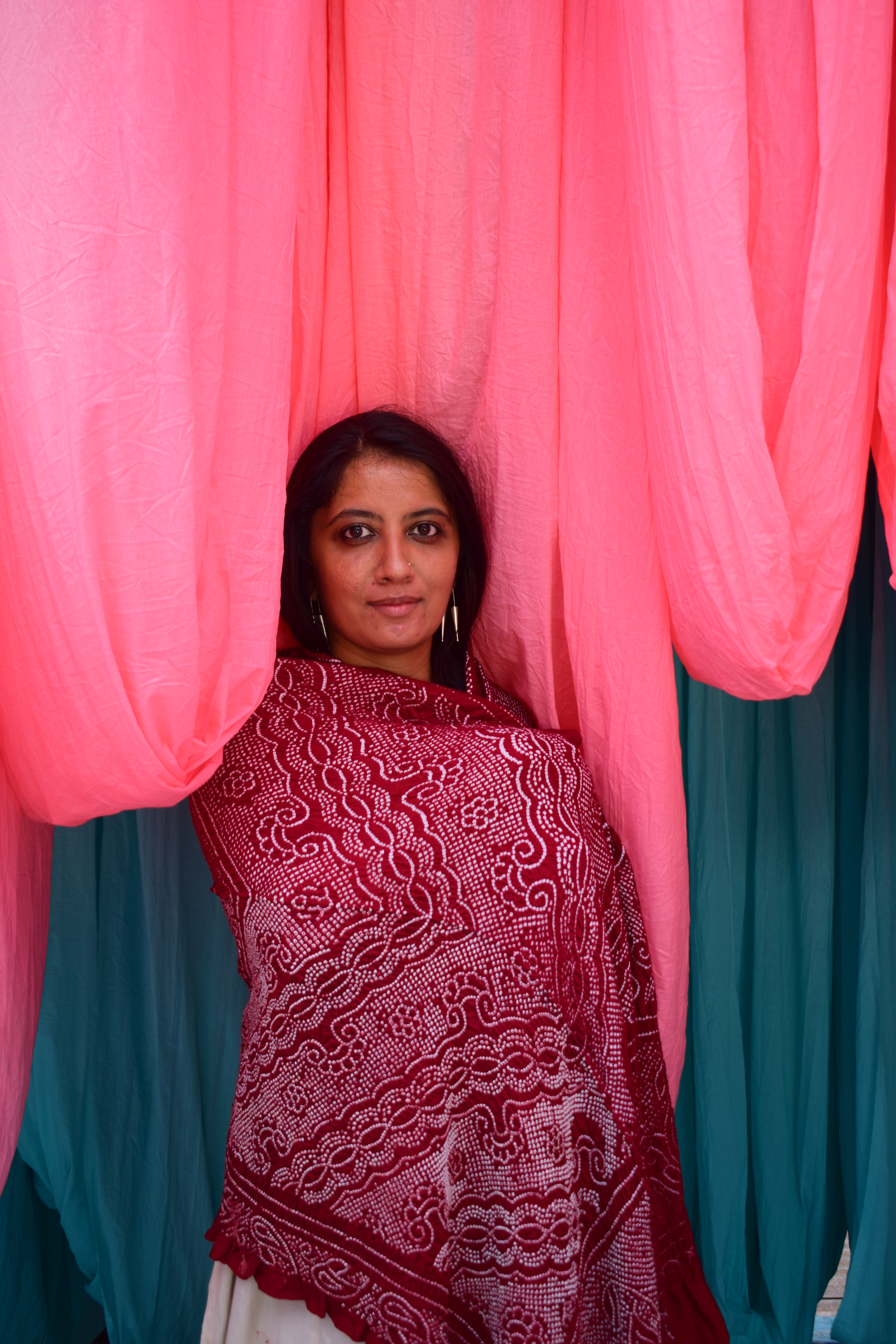 MAROON CLASSIC TRADITIONAL BANDHANI SILK DUPATTA